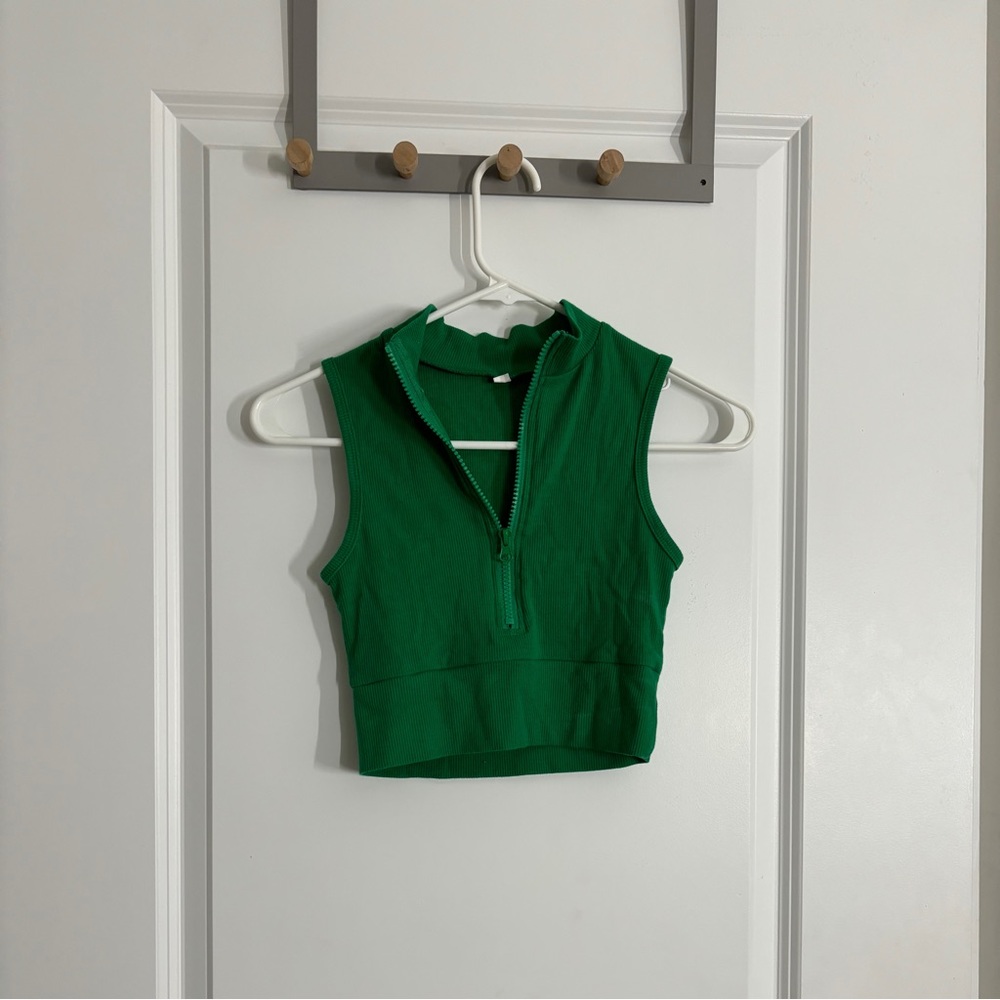 Green Zip Up Top